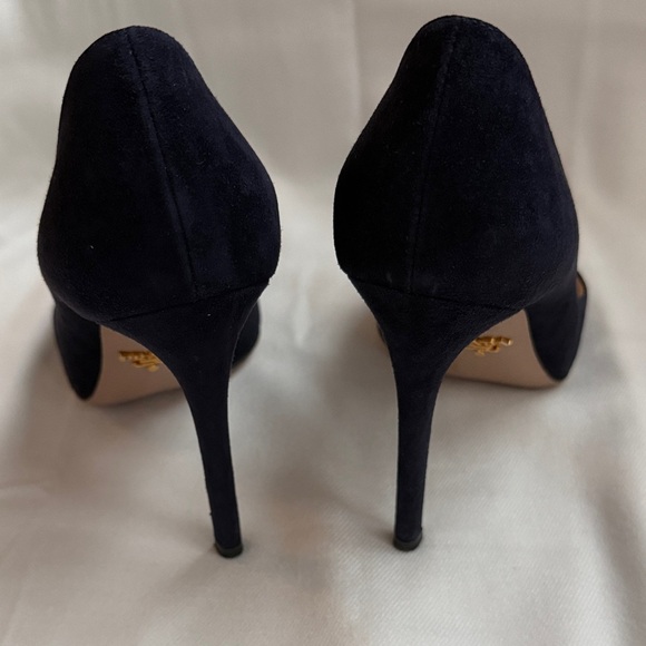 Prada Women's Dark Blue Suede Heels - Picture 10 of 16